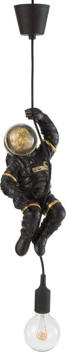 J-Line Astronaut hanglamp - polyester - zwart/goud - woonaccessoires