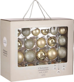 House of Seasons - Kerstballen Set - 42 Stuks - Ø7 cm - Glas - Champagne (42 stuks)