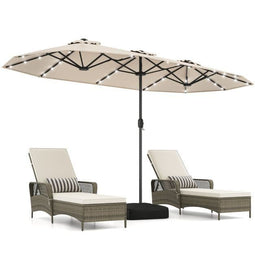 Coast Dubbele Parasol - Tuinparasol met Standaard - Solar LED 36 lampen UPF 50+ 405 x 210 x 225 cm