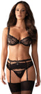 Obsessive Heartina Set - Jarretelset - Maat S/M - Zwart