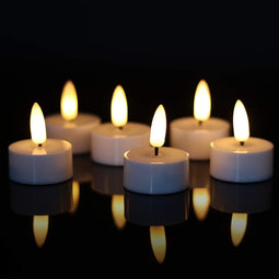 LED kaarsen met timer, 6 stuks, warm wit, 3D vlam
