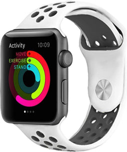 iMoshion Siliconen sport bandje voor de Apple Watch Series 1 / 2 / 3 / 4 / 5 / 6 / 7 / 8 / 9 / SE / Ultra (2) - 42 / 44 / 45 / 49 mm - Wit
