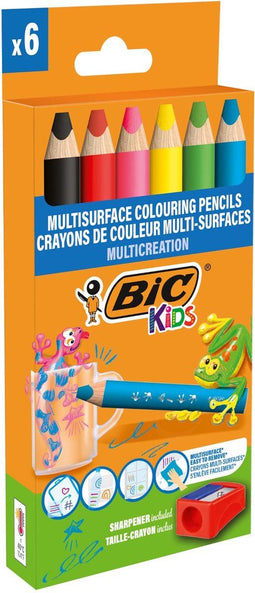 Kleurpotlood bickids multi surface 6st ass