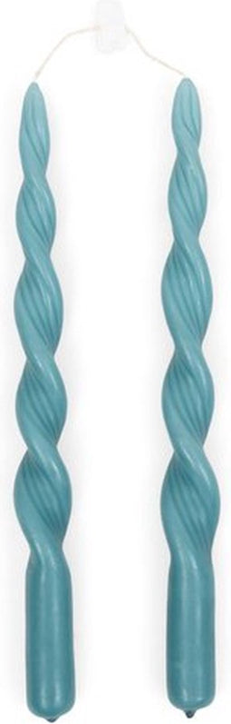 Rivièra Maison Twisted Dinner Candle petrol 2 pcs set van 3