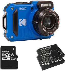 Kodak WPZ2 - Compact camera - 4x optische zoom 16MP - Blauw (2e accu + 16GB)