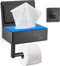 Happy Goods - WC Rolhouder met Plankje en Bakje - Zelfklevend en Boren - Zwart RVS