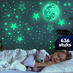 JUST23 Glow in the dark stickers - Muurstickers sterrenhemel - 442 stuks - Kinderen (442 stuks)