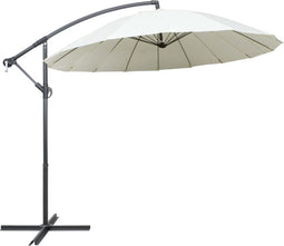 vidaXL - Zweefparasol - met - aluminium - paal - 3 - m - wit