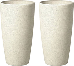 ABDERA - Bloempot set van 2 - Beige - Groot - Stenenmix