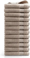 DoubleDry Handdoeken Set 50 x 100 cm - 12 stuks - 100% zacht katoen 500 g/m2 - 12x Beige Taupe