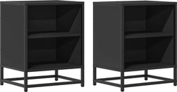 vidaXL - Nachtkastjes - 2 - st - 40x31x50 - cm - bewerkt - hout - en - metaal - zwart