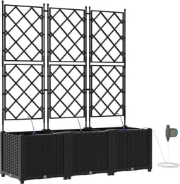 vidaXL - Tuinplantenbakken - met - waterirrigatiesysteem - - - set - van - 3 - - - zwart