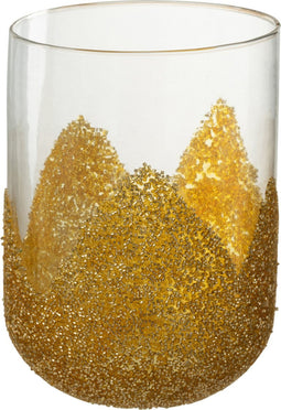 J-Line kaarshouder Strass - glas - transparant/goud - medium