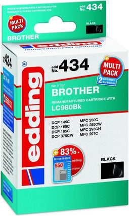 Edding EDD-434 - Inktcartridge - Zwart - (2 stuks)