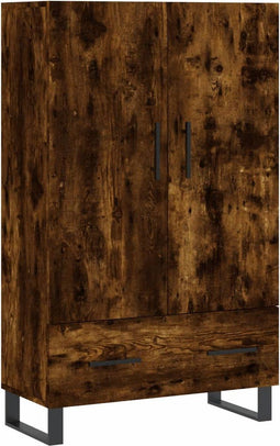 vidaXL - Hoge - kast - 69,5x31x115 - cm - bewerkt - hout - gerookt - eikenkleurig