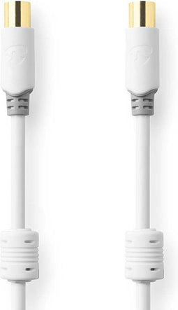 Nedis Coaxkabel - Coax Male naar Coax Female - 100 dB - 75 Ohm - Dubbel Afgeschermd - 3.00 m - Wit