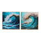 Schilderij Home ESPRIT Blauw Wit Bruin Zee en oceaan 80 x 3,5 x 80 cm (2 Stuks)