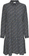 JDY JDYPIPER - L/S AOP SHIRT DRESS - Loose fit met bloemenprint - Zwart met geel en groen