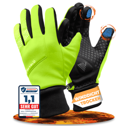 Mivelo fietshandschoenen - herfst en lente - winddicht waterafstotend - neon groen