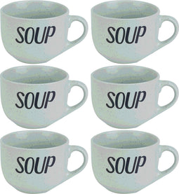 6x Groene soepbekers van aardewerk 11 cm 510 ml - Keuken/kookbenodigdheden - Servies - Soep serveren - Soepbekers/soepkommen 1 stuks