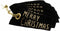 6x Kerstlabel Merry Christmas Zwart 3x6.5cm