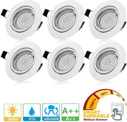 6x LED Inbouwspots Dimbaar Verstelbaar GU10 4500K Dag Wit Licht met 6W 600lm eqv lampen. 54W Mat Wit