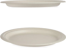 6x stuks verjaardag feest/BBQ wegwerp platte bordjes van composteerbaar suikerriet 25.5 cm