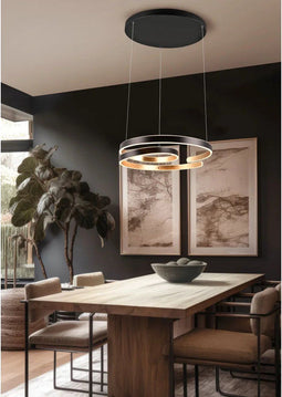 TRIO Leuchten Marnie - Hanglamp - Dimbaar 68W - Zwart/Goud