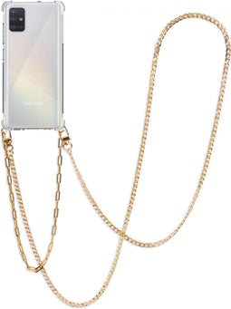 iMoshion Hoesje Geschikt voor Samsung Galaxy A51 Hoesje Met Koord - iMoshion Backcover met koord + armband - Ketting - goud