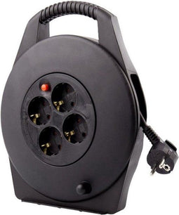 BRASQ Kabelhaspel - 4-voudig - 10 Meter - Zwart - Met Randaarde