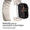 imoshion Stalen bandje - Geschikt voor Apple Watch 1, 2, 3, 4, 5, 6, 7, 8, 9, 10, SE, Ultra (2) - 44/45/46/49 mm - Sterrenlicht - One Size