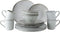 Dutch Rose Organic Serviesset 4 persoons - 16 Delig - Stoneware Handgemaakt - Lichtgrijs