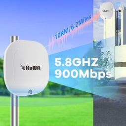 KuWFi N650 - Extern toegangspunt - 5,8 GHz WLAN-extender 900 Mbps - IP65 waterdicht