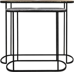 Fletcher consoles - 96x30x78/72x30x69 - Zilver/zwart/goud - set van 2