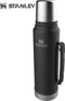 Stanley Classic Legendary Bottle 1L | Matte Black Pebble | Thermosfles houdt 24 uur warm of koud | Vaatwasserbestendig | Roestvrijstalen Thermoskan | Lekvrij | BPA-Vrij