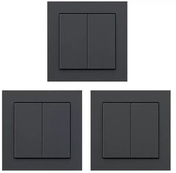 Senic Gira Friends of Hue - Draadloze Lichtschakelaar en Dimmer - Zigbee Compatibel met Homekit - Mat Antraciet (3 stuks)