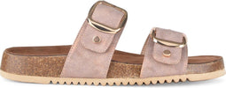 PS Poelman CURA - Dames Sandalen - Faux PU Imitatie Leren - Metallic Rosé Roze