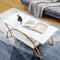Costway Coast - Salontafel - Imitatiemarmer - Gouden Frame - 100x50x45cm