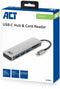 ACT AC7050 - USB-C Hub - 3x USB-A - Kaartlezer - PD Pass-Through - Grijs