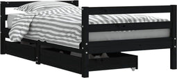 vidaXL - Kinderbedframe - met - lades - 80x160 - cm - massief - grenenhout - zwart