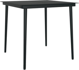 vidaXL - Tuintafel - 80x80x74 - cm - staal - en - glas - zwart