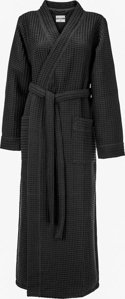 Heckettlane Badjas Wafel - Ochtendjas Unisex - 65% Gerecycled Katoen - Zwart - XL
