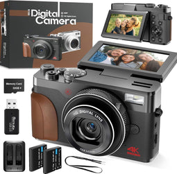 NBD K100 - Digitale Camera - 4K & 56MP - Vlogcamera met 2 Batterijen - Zwart