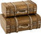 J-Line set van 2 Koffers Afgerond - hout - beige