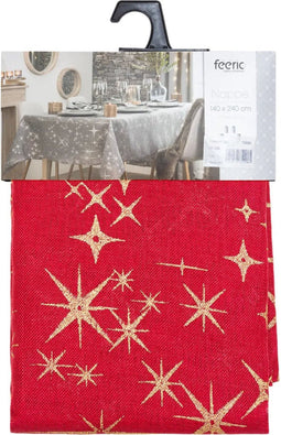 Tafelkleed rood met gouden sterren 140x240cm - Kerst - Kersttafellaken - Rood