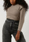 Object Malena L/s Ruffle Pullover - Trui - Bruin - Maat XS