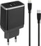 Mobiparts Wall Charger - USB-A/USB-C 2.4A met USB-C naar Lightning Kabel - Zwart