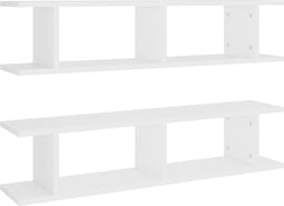 vidaXL - Wandschappen - 2 - st - 90x18x20 - cm - bewerkt - hout - wit