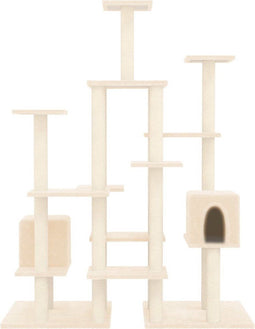 vidaXL - Kattenmeubel - met - sisal - krabpalen - 145 - cm - crèmekleurig