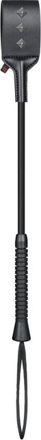 Obsessive – Doeltreffende Riding Crop met Metalen Studs voor een Streng Onderonsje – Zwart